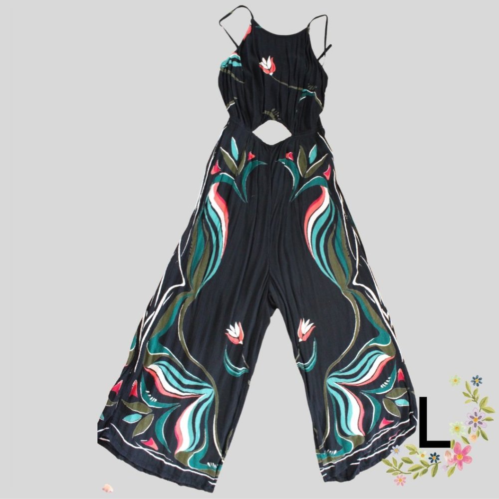 Black and Floral Billabong Capri Romper